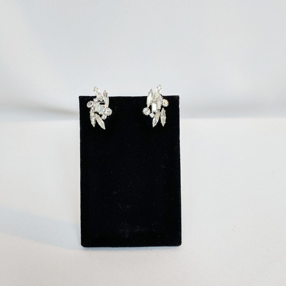Vintage Continental Rhinestone Earrings Floral